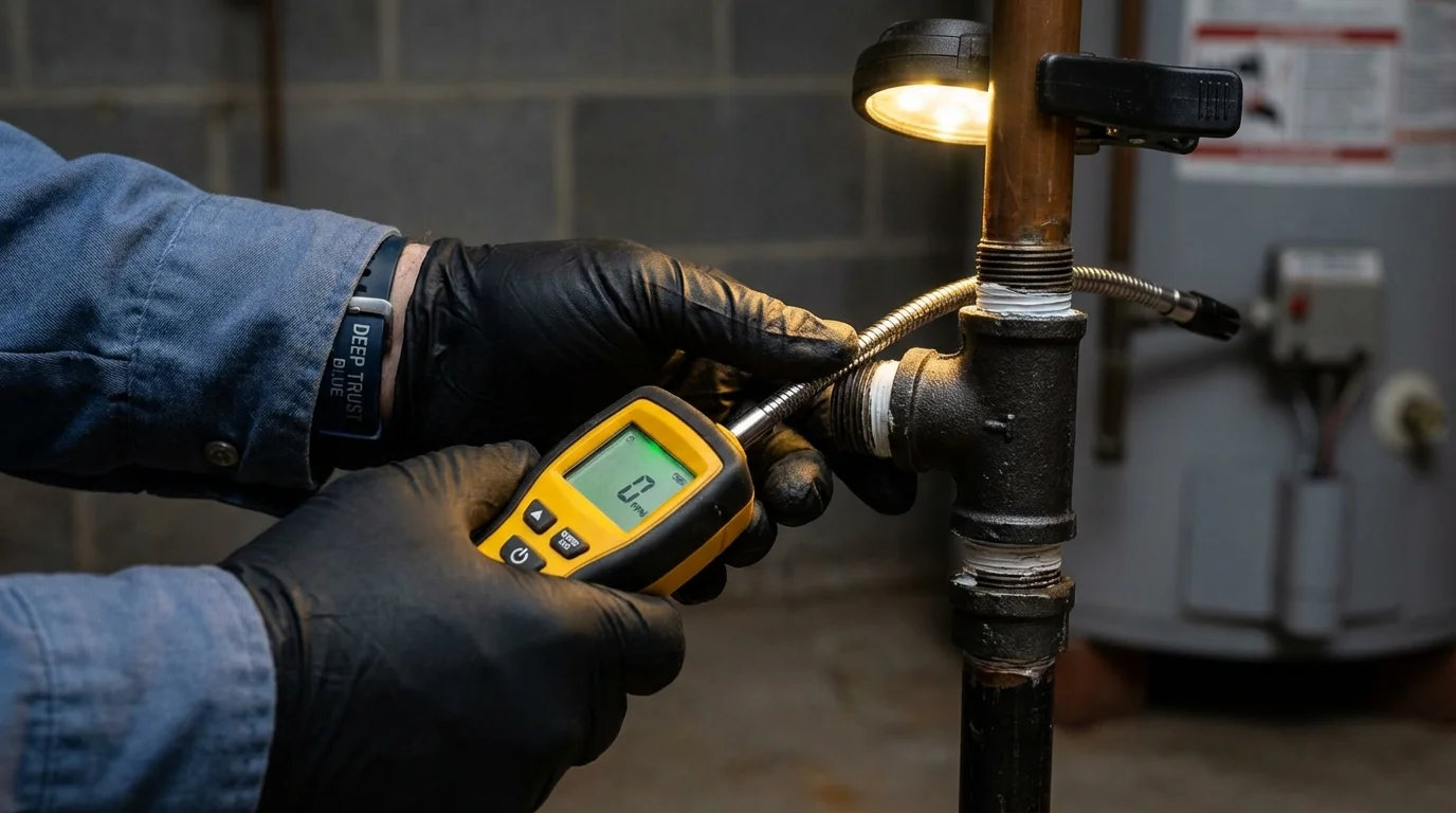 Gas leak detection with electronic sniffer by Johns Plumbing LLC in Estero